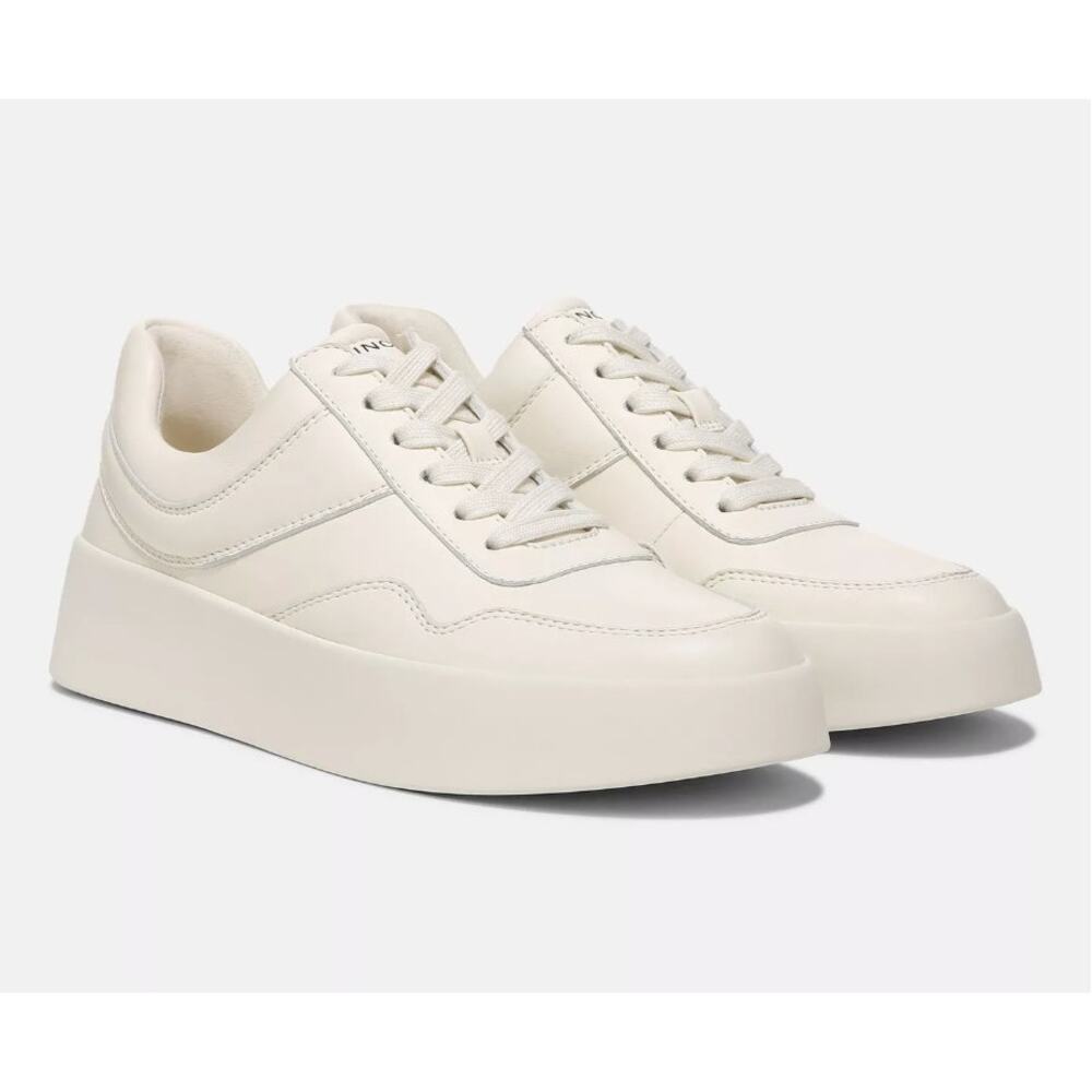 Vince Women's Warren Court Lace Up Low Top Sneakers Milk Leather 9 US 40 EU NWOB